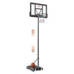 VEVOR basketbola grozs ar regulējamu augstumu 1,22–3,05 m, pārnēsājama sistēma ar 112 cm aizmugures vairogu, grozs ar statīvu, riteņiem un uzpildāmu pamatni, piemērots bērniem un pieaugušajiem, lietošanai telpās un ārā