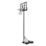 VEVOR basketbola grozs ar regulējamu augstumu 1,22–3,05 m, pārnēsājama sistēma ar 112 cm aizmugures vairogu, grozs ar statīvu, riteņiem un uzpildāmu pamatni, piemērots bērniem un pieaugušajiem, lietošanai telpās un ārā
