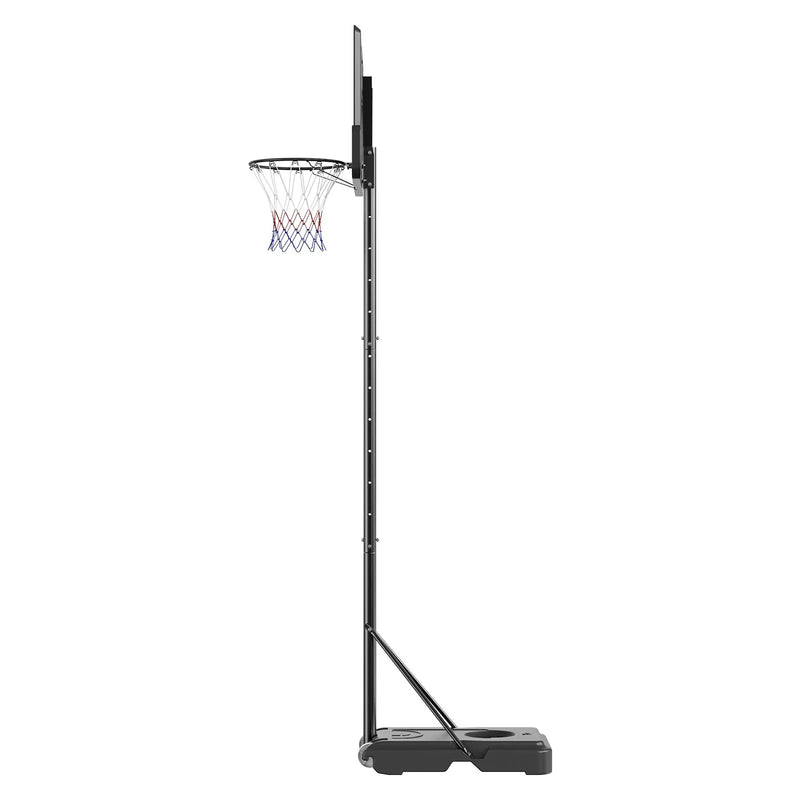 VEVOR basketbola grozs ar regulējamu augstumu 1,22–3,05 m, pārnēsājama sistēma ar 112 cm aizmugures vairogu, grozs ar statīvu, riteņiem un uzpildāmu pamatni, piemērots bērniem un pieaugušajiem, lietošanai telpās un ārā
