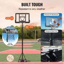 VEVOR basketbola grozs ar regulējamu augstumu 1,22–3,05 m, pārnēsājama sistēma ar 112 cm aizmugures vairogu, grozs ar statīvu, riteņiem un uzpildāmu pamatni, piemērots bērniem un pieaugušajiem, lietošanai telpās un ārā