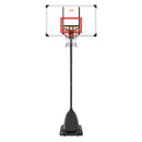 VEVOR basketbola grozs ar regulējamu augstumu 2,31–3,05 m, pārnēsājama sistēma ar 127 cm aizmugures vairogu, grozs ar statīvu, riteņiem un uzpildāmu pamatni, piemērots bērniem un pieaugušajiem, lietošanai telpās un ārā