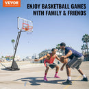 VEVOR basketbola grozs ar regulējamu augstumu 2,31–3,05 m, pārnēsājama sistēma ar 127 cm aizmugures vairogu, grozs ar statīvu, riteņiem un uzpildāmu pamatni, piemērots bērniem un pieaugušajiem, lietošanai telpās un ārā