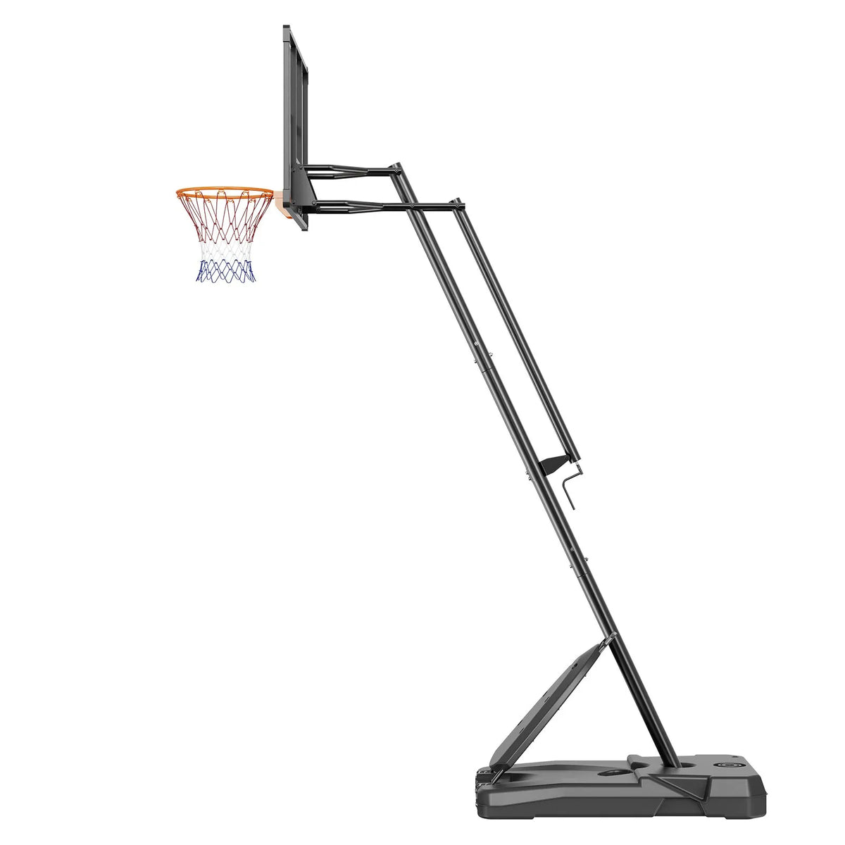 VEVOR basketbola grozs ar regulējamu augstumu 2,31–3,05 m, pārnēsājama sistēma ar 137 cm aizmugures vairogu, grozs ar statīvu, riteņiem un uzpildāmu pamatni, piemērots bērniem un pieaugušajiem, lietošanai telpās un ārā