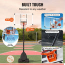 VEVOR basketbola grozs ar regulējamu augstumu 2,31–3,05 m, pārnēsājama sistēma ar 137 cm aizmugures vairogu, grozs ar statīvu, riteņiem un uzpildāmu pamatni, piemērots bērniem un pieaugušajiem, lietošanai telpās un ārā