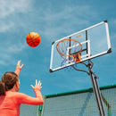 VEVOR basketbola grozs ar regulējamu augstumu 2,31–3,05 m, pārnēsājama sistēma ar 137 cm aizmugures vairogu, grozs ar statīvu, riteņiem un uzpildāmu pamatni, piemērots bērniem un pieaugušajiem, lietošanai telpās un ārā