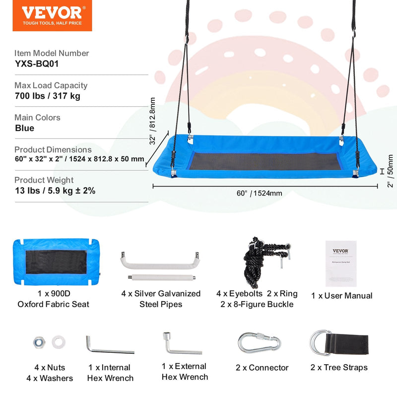 VEVOR 152 cm platformas šūpoles bērniem, celtspēja 318 kg