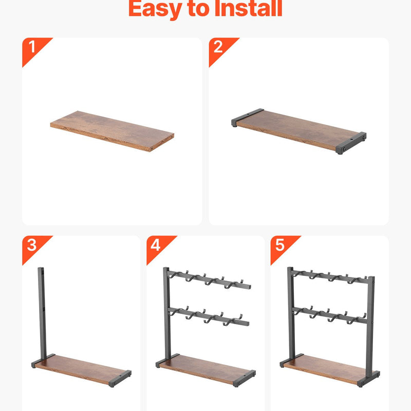 VEVOR Krūžu turētājs ar 16 āķiem un koka uzglabāšanas bāzi