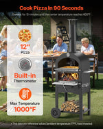 VEVOR Āra picas krāsns, 30 cm granulu uguns krāsns, 2 slāņu malkas kurtuve ar noņemamiem riteņiem, maksimālā temperatūra 538 °C, piemērota bārbekjū
