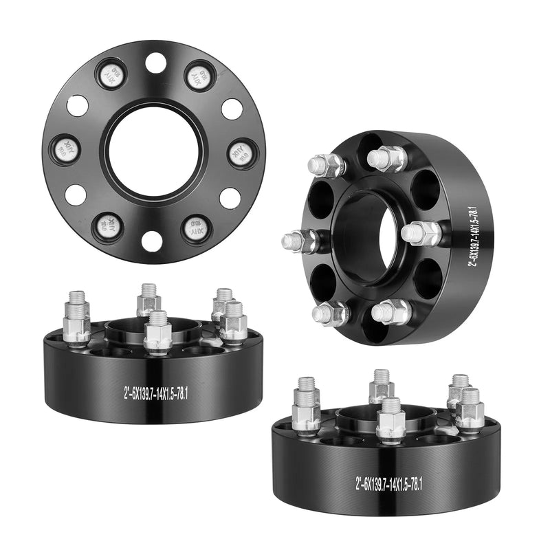 50,8 mm kalta alumīnija riteņu starplikas 6x139,7, 4 gab., melnas, M14x1,5, 108 mm