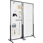 Сетчатые демонстрационные панели VEVOR 61 × 170 см, 2 шт, с Т-образными напольными стойками, двухсторонние, с дополнительными крючками и креплениями - подходят для выставок и торговых площадей