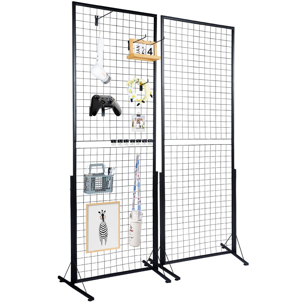 Сетчатые демонстрационные панели VEVOR 61 × 170 см, 2 шт, с Т-образными напольными стойками, двухсторонние, с дополнительными крючками и креплениями - подходят для выставок и торговых площадей