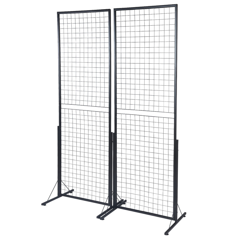 VEVOR režģa stendu paneļi 61 × 170 cm, 2 gab., ar T veida grīdas statīviem, divpusēji, ar papildu āķiem un stiprinājumiem – piemēroti izstādēm un tirdzniecības telpām