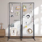 Сетчатые демонстрационные панели VEVOR 61 × 170 см, 2 шт, с Т-образными напольными стойками, двухсторонние, с дополнительными крючками и креплениями - подходят для выставок и торговых площадей