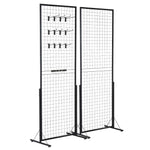 Сетчатые демонстрационные панели VEVOR 61 × 170 см, 2 шт, с Т-образными напольными стойками, двухсторонние, с дополнительными крючками и креплениями - подходят для выставок и торговых площадей