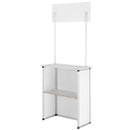 VEVOR pārnēsājams izstāžu podiums, 78,5 × 38 × 181,5 cm, salokāms reklāmas stends ar sienu, uzglabāšanas plauktu un pārnēsājamo somu
