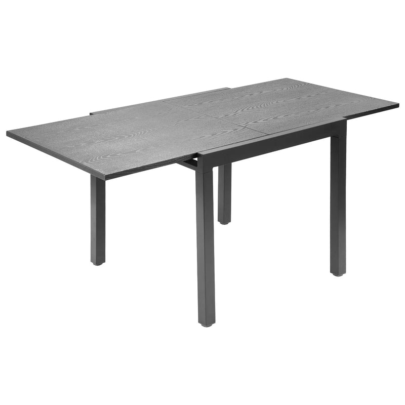 VEVOR izvelkams āra ēdamgalds, 80–160 cm taisnstūra bāra tipa dārza galds 4–6 personām, ar alumīnija rāmi un tērauda lamelēm, laikapstākļu izturīgs dārza un terases mēbeļu galds, tumši pelēks