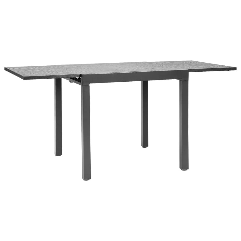 VEVOR izvelkams āra ēdamgalds, 80–160 cm taisnstūra bāra tipa dārza galds 4–6 personām, ar alumīnija rāmi un tērauda lamelēm, laikapstākļu izturīgs dārza un terases mēbeļu galds, tumši pelēks