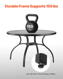 VEVOR āra terases apaļš metāla tērauda līstīšu ēdamgalds Ø120 cm ar 38 mm saulessarga atveri, dārzam un lievenim, melns