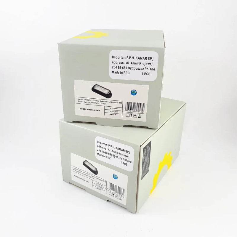 9W LED-stroboskoparmatur, 12-24V, 3 lysdioder, svart, 5m kabel