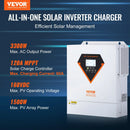 VEVOR hibrīdais saules invertors, 3500 W, tīra sinusa autonomais invertors-lādētājs, 230 V AC “viss vienā” jaudas invertors ar iebūvētu 60 A MPPT saules uzlādes kontrolieri, atbalsta hibrīdo uzlādi no saules un elektrotīkla