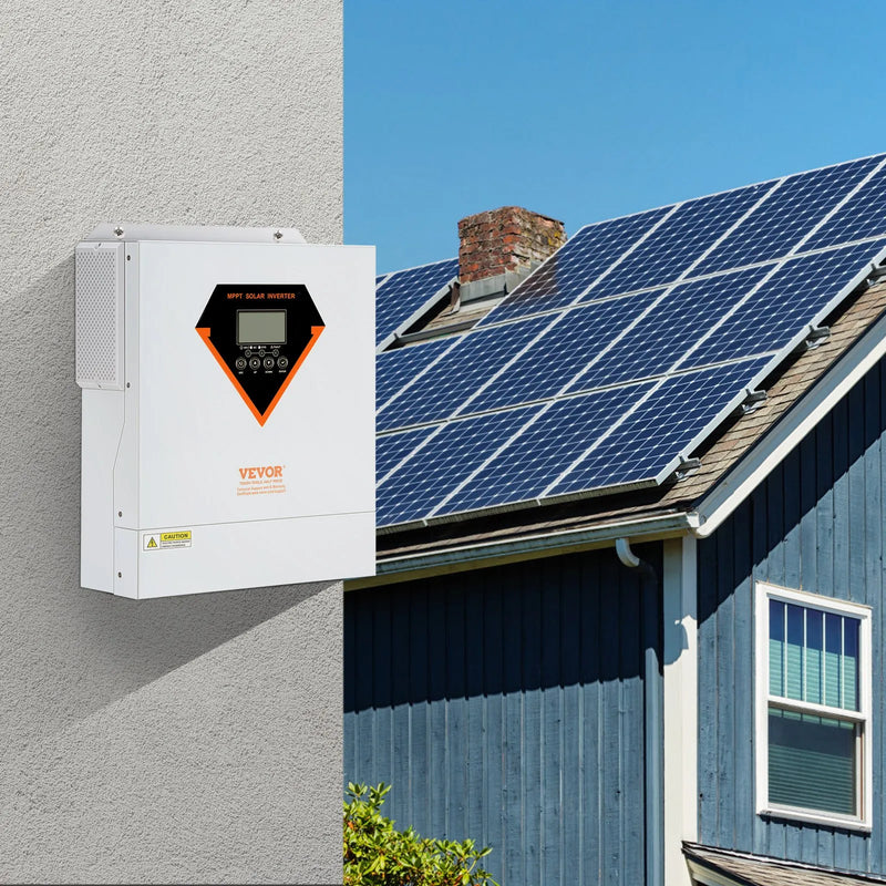 VEVOR hibrīdais saules invertors, 3500 W, tīra sinusa autonomais invertors-lādētājs, 230 V AC “viss vienā” jaudas invertors ar iebūvētu 60 A MPPT saules uzlādes kontrolieri, atbalsta hibrīdo uzlādi no saules un elektrotīkla