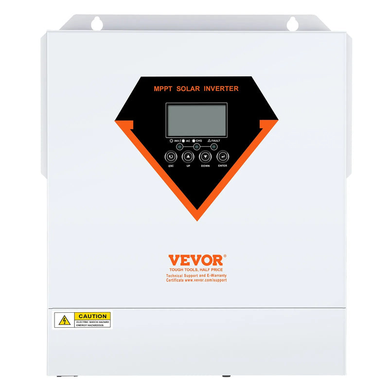 VEVOR hibrīdais saules invertors, 3500 W, tīra sinusa autonomais invertors-lādētājs, 230 V AC “viss vienā” jaudas invertors ar iebūvētu 60 A MPPT saules uzlādes kontrolieri, atbalsta hibrīdo uzlādi no saules un elektrotīkla