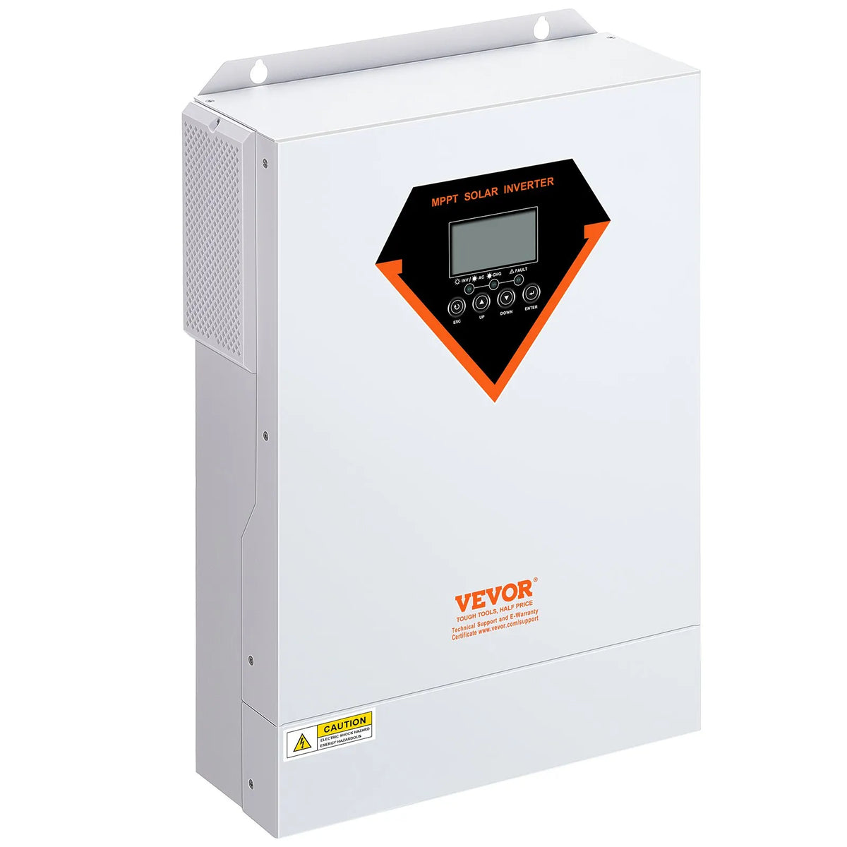 VEVOR hibrīdais saules invertors, 5500 W, tīra sinusoīda autonomais (off-grid) invertors-lādētājs, 230 V maiņstrāva, viss vienā risinājums ar iebūvētu 100 A MPPT saules uzlādes kontrolieri, atbalsta hibrīdo uzlādi no saules enerģijas un elektrotīkla.