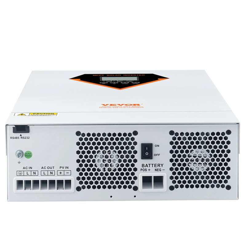 VEVOR hibrīdais saules invertors, 5500 W, tīra sinusoīda autonomais (off-grid) invertors-lādētājs, 230 V maiņstrāva, viss vienā risinājums ar iebūvētu 100 A MPPT saules uzlādes kontrolieri, atbalsta hibrīdo uzlādi no saules enerģijas un elektrotīkla.