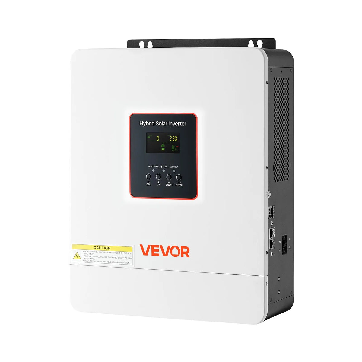 VEVOR hibrīda saules invertors 4000 W, 24 V DC uz 230 V AC, tīras sinusoīdas invertors ar lādētāju, iebūvēts 120 A MPPT saules kontrolieris un Wi-Fi modulis, vienfāzes, paredzēts svina-skābes un litija akumulatoriem autonomām sistēmām