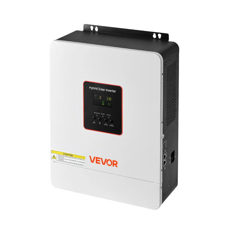 VEVOR hibrīda saules invertors 4000 W, 24 V DC uz 230 V AC, tīras sinusoīdas invertors ar lādētāju, iebūvēts 120 A MPPT saules kontrolieris un Wi-Fi modulis, vienfāzes, paredzēts svina-skābes un litija akumulatoriem autonomām sistēmām