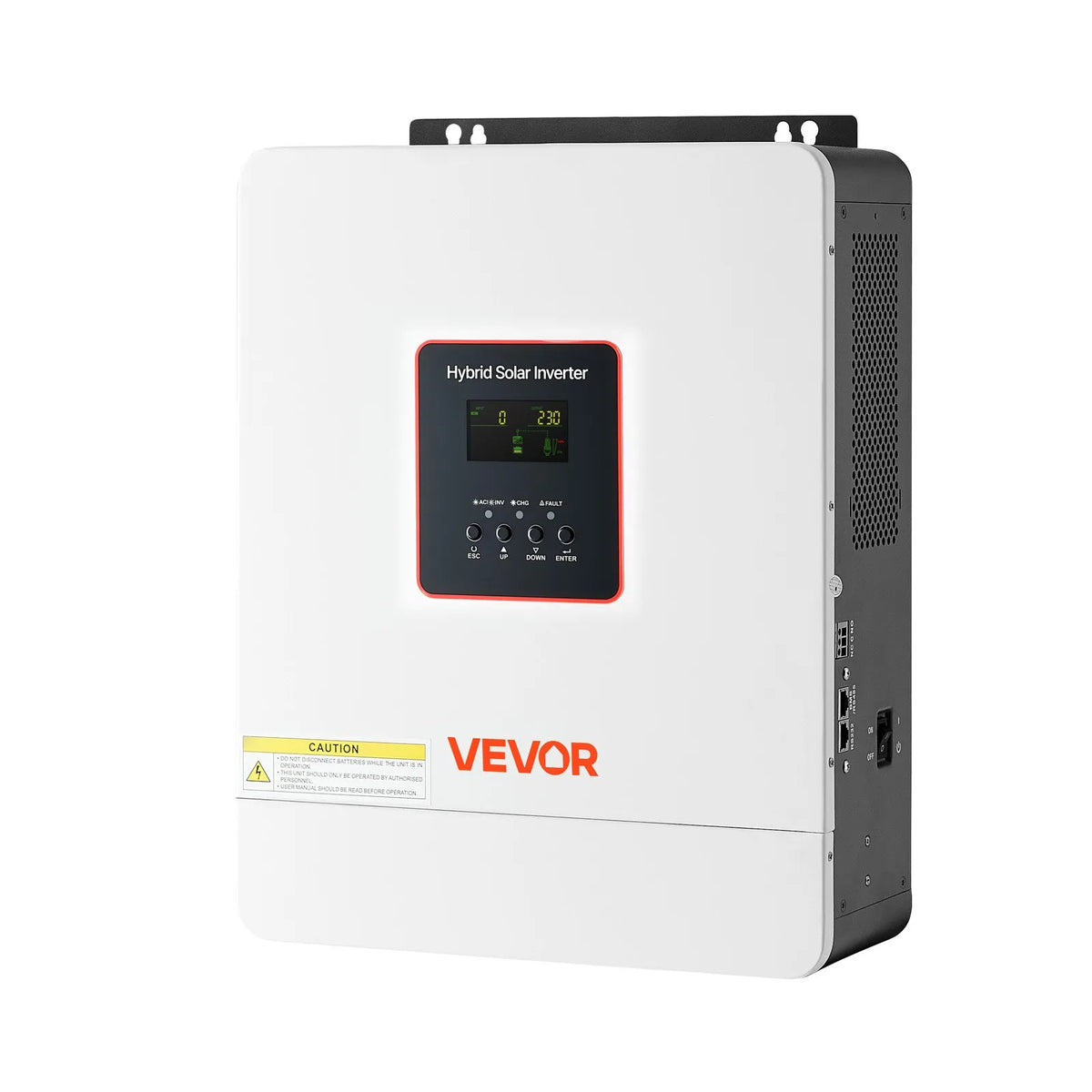 VEVOR hibrīda saules invertors 4000 W, 24 V DC uz 230 V AC, tīras sinusoīdas invertors ar lādētāju, iebūvēts 120 A MPPT saules kontrolieris un Wi-Fi modulis, vienfāzes, paredzēts svina-skābes un litija akumulatoriem autonomām sistēmām