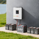 VEVOR hibrīda saules invertors 4000 W, 24 V DC uz 230 V AC, tīras sinusoīdas invertors ar lādētāju, iebūvēts 120 A MPPT saules kontrolieris un Wi-Fi modulis, vienfāzes, paredzēts svina-skābes un litija akumulatoriem autonomām sistēmām