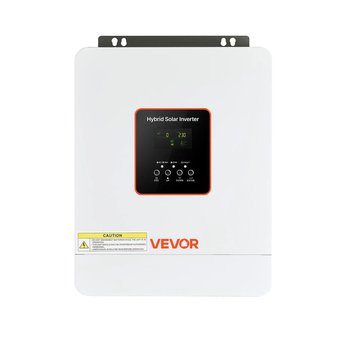 VEVOR hibrīda saules invertors 3000 W, 24 V DC uz 230 V AC, tīras sinusoīdas sprieguma invertors ar lādētāju, iebūvēts 80 A MPPT saules kontrolieris, saderīgs ar svina-skābes un litija akumulatoriem, mājai, kemperim un autonomām sistēmām