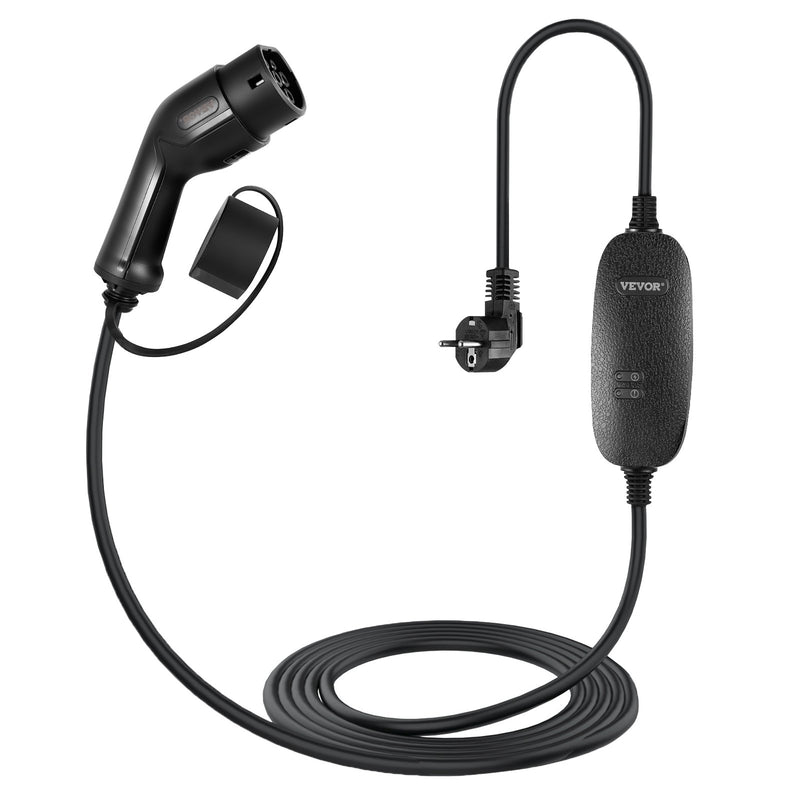 VEVOR portable EV charger, type 2, 10A, 6 m charging cable, UK 3-pin plug, IP66 waterproof, 3kW 250V (IEC 62196-2), with carrying case, CE