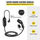 VEVOR portable EV charger, type 2, 10A, 6 m charging cable, UK 3-pin plug, IP66 waterproof, 3kW 250V (IEC 62196-2), with carrying case, CE