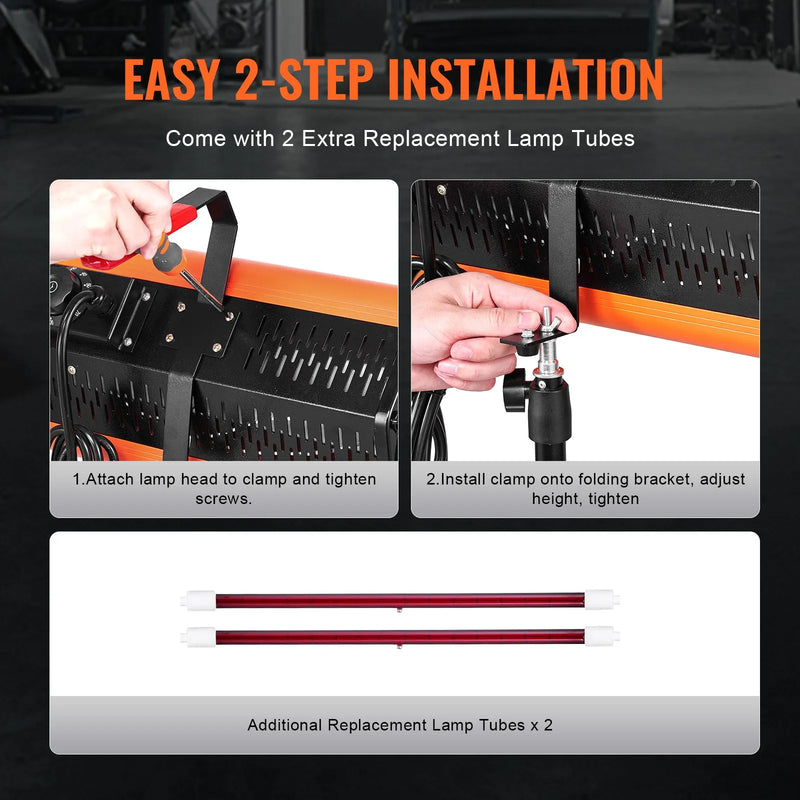 VEVOR 2000 W portatīva/stenda infrasarkanā krāsas žāvēšanas lampa automašīnu žāvēšanai un apkurei