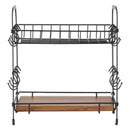 VEVOR 2 līmeņu kafijas bāra organizators ar 12 pārvietojamiem āķiem un krūžu turētāju galda virsmai