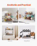 VEVOR 2 līmeņu kafijas bāra organizators ar 12 pārvietojamiem āķiem un krūžu turētāju galda virsmai