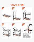 VEVOR 2 līmeņu kafijas bāra organizators ar 12 pārvietojamiem āķiem un krūžu turētāju galda virsmai