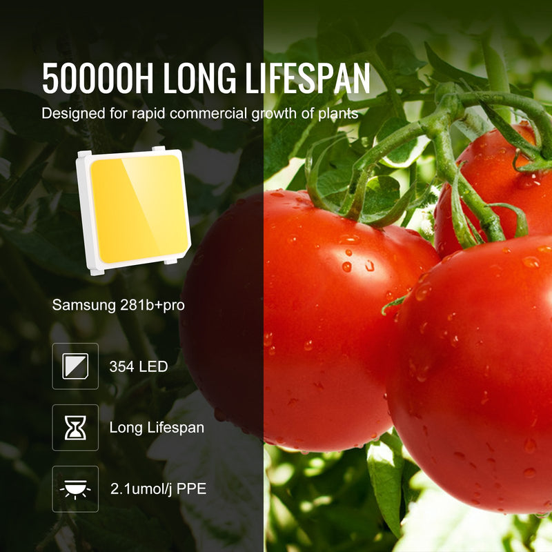 VEVOR SAMSUNG 2B1B LED grow light, 150W, adjustable brightness, high yield, for seedlings, vegetation and flowering - for indoors, greenhouses and grow tents (91,44 cm x 91,44 cm)