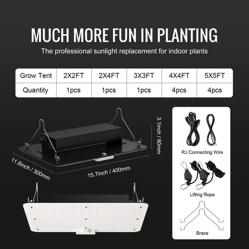 VEVOR SAMSUNG 2B1B LED grow light, 150W, adjustable brightness, high yield, for seedlings, vegetation and flowering - for indoors, greenhouses and grow tents (91,44 cm x 91,44 cm)