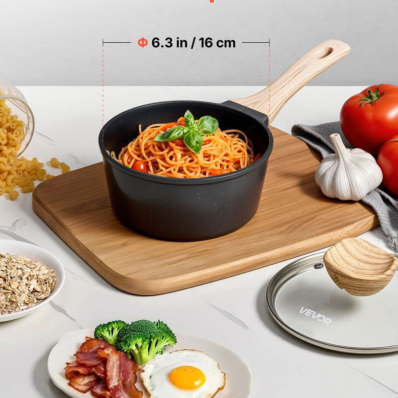 1,5 l kastrolis ar nelīpošo pārklājumu un rūdīta stikla vāku, daudzfunkcionāls katls ar noņemamu rokturi, piemērots indukcijas plītīm, melns