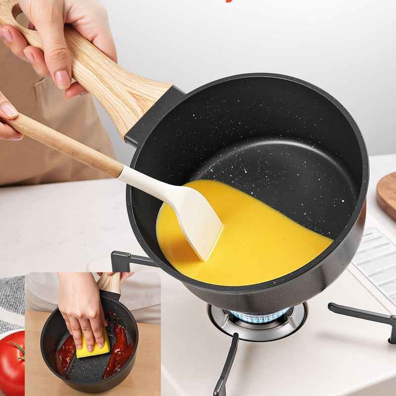 1,5 l kastrolis ar nelīpošo pārklājumu un rūdīta stikla vāku, daudzfunkcionāls katls ar noņemamu rokturi, piemērots indukcijas plītīm, melns