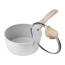 1,5 l katliņš ar nelīpošo pārklājumu un rūdīta stikla vāku, daudzfunkcionāls ar noņemamu rokturi, piemērots indukcijas plītīm, balts