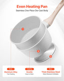 1,5 l katliņš ar nelīpošo pārklājumu un rūdīta stikla vāku, daudzfunkcionāls ar noņemamu rokturi, piemērots indukcijas plītīm, balts