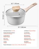 1,5 l katliņš ar nelīpošo pārklājumu un rūdīta stikla vāku, daudzfunkcionāls ar noņemamu rokturi, piemērots indukcijas plītīm, balts