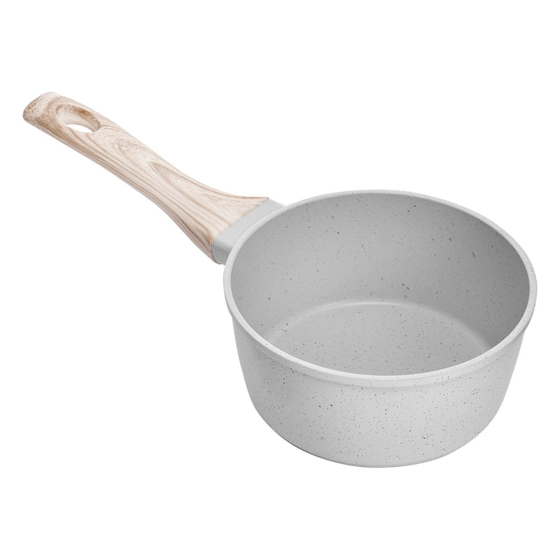 1,5 l katliņš ar nelīpošo pārklājumu un rūdīta stikla vāku, daudzfunkcionāls ar noņemamu rokturi, piemērots indukcijas plītīm, balts