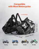 VEVOR motocikla sānu somas, 28 l (14 l x 2) lielas ietilpības motocikla sānu bagāžas somas, saderīgas ar lielāko daļu motociklu, ūdensizturīga āra motocikla bagāžas uzglabāšanas pleca soma ar apakšējo stiprinājuma siksnu, melna