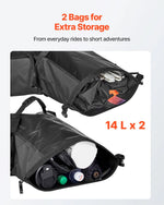 VEVOR motocikla sānu somas, 28 l (14 l x 2) lielas ietilpības motocikla sānu bagāžas somas, saderīgas ar lielāko daļu motociklu, ūdensizturīga āra motocikla bagāžas uzglabāšanas pleca soma ar apakšējo stiprinājuma siksnu, melna