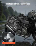 VEVOR motocikla sānu somas, 28 l (14 l x 2) lielas ietilpības motocikla sānu bagāžas somas, saderīgas ar lielāko daļu motociklu, ūdensizturīga āra motocikla bagāžas uzglabāšanas pleca soma ar apakšējo stiprinājuma siksnu, melna